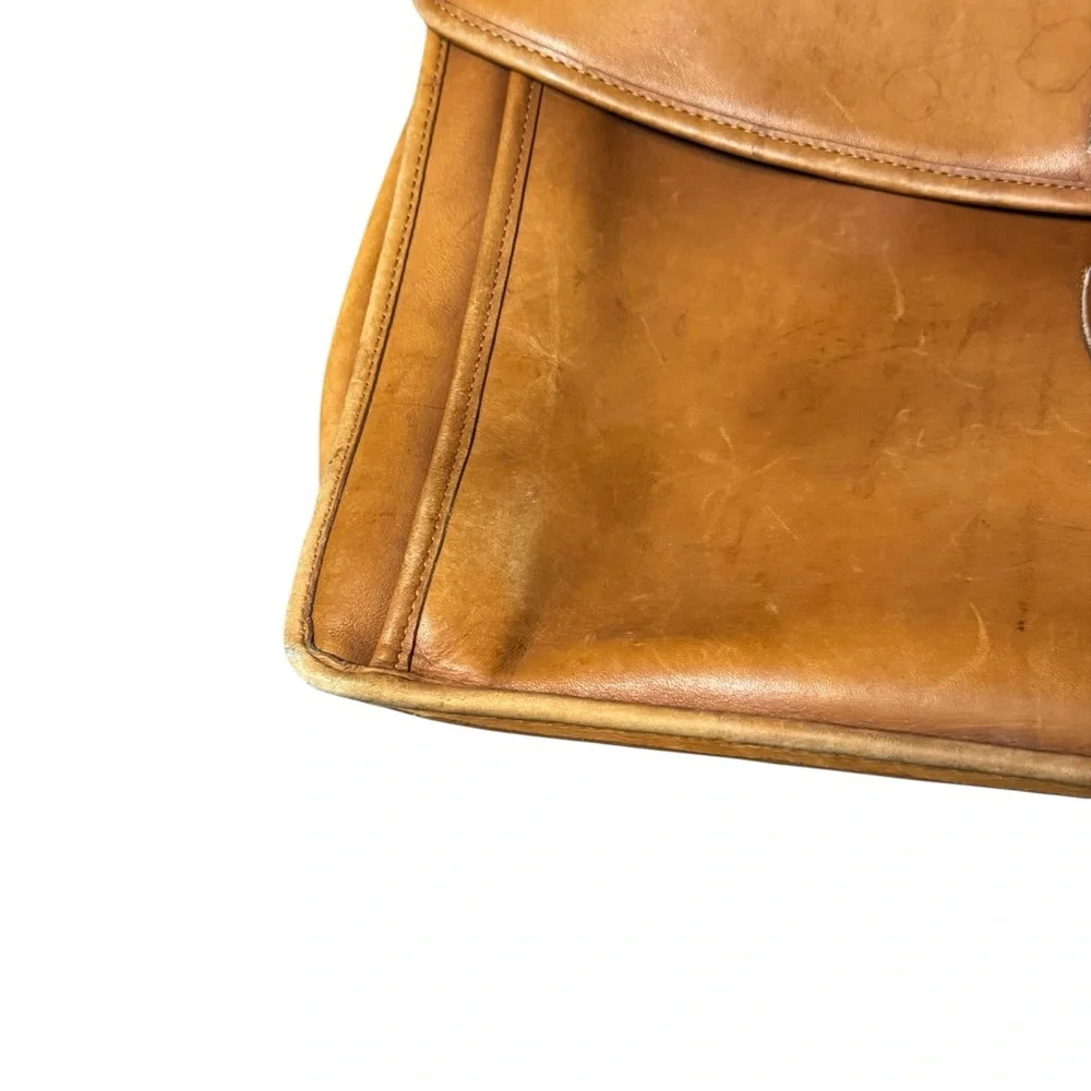 Vintage Coach Beekman Briefcase Tan Leather Laptop Shoulder Bag Crossbody - Picture 5 of 13